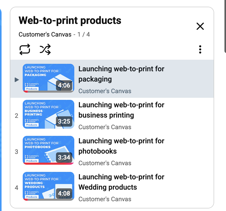 Customer’s Canvas YouTube education series playlist